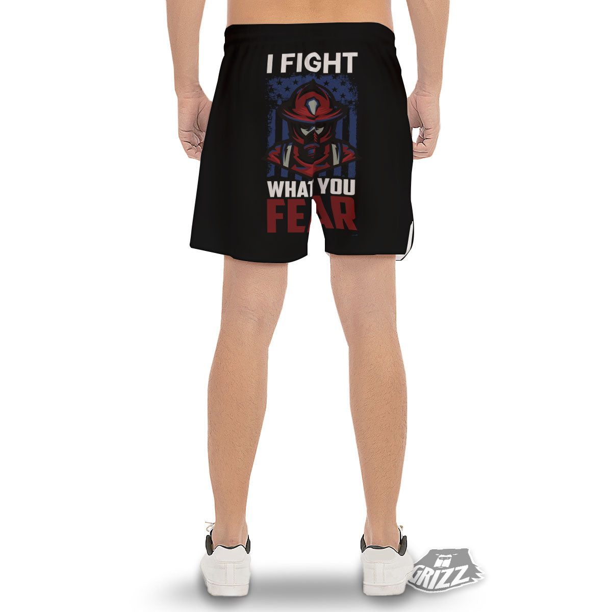 I Fight What You Fear Firefighter Print Men's Gym Shorts-grizzshop