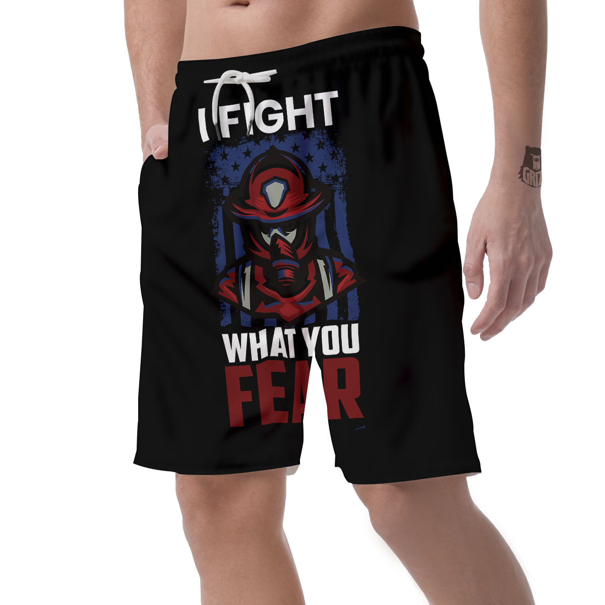 I Fight What You Fear Firefighter Print Men's Shorts-grizzshop
