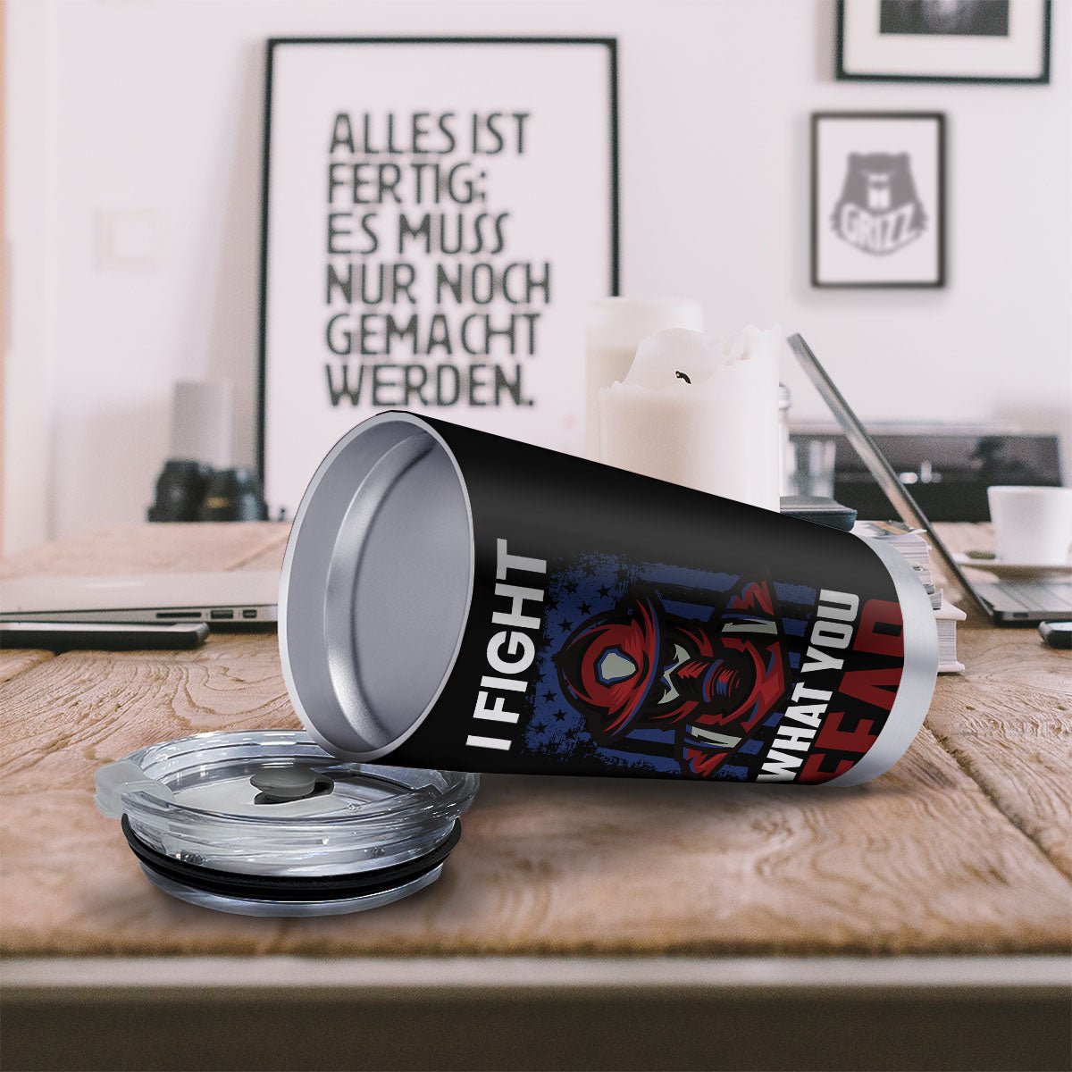 I Fight What You Fear Firefighter Print Tumbler-grizzshop