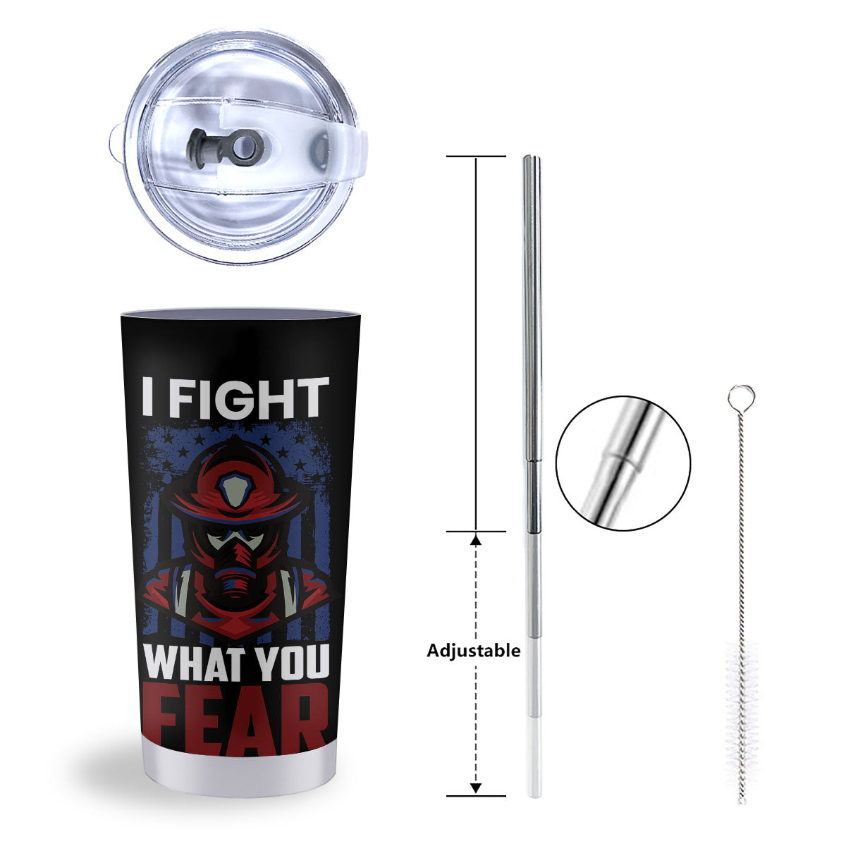 I Fight What You Fear Firefighter Print Tumbler-grizzshop