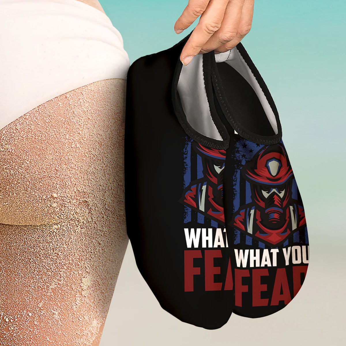 I Fight What You Fear Firefighter Print Water Shoes-grizzshop