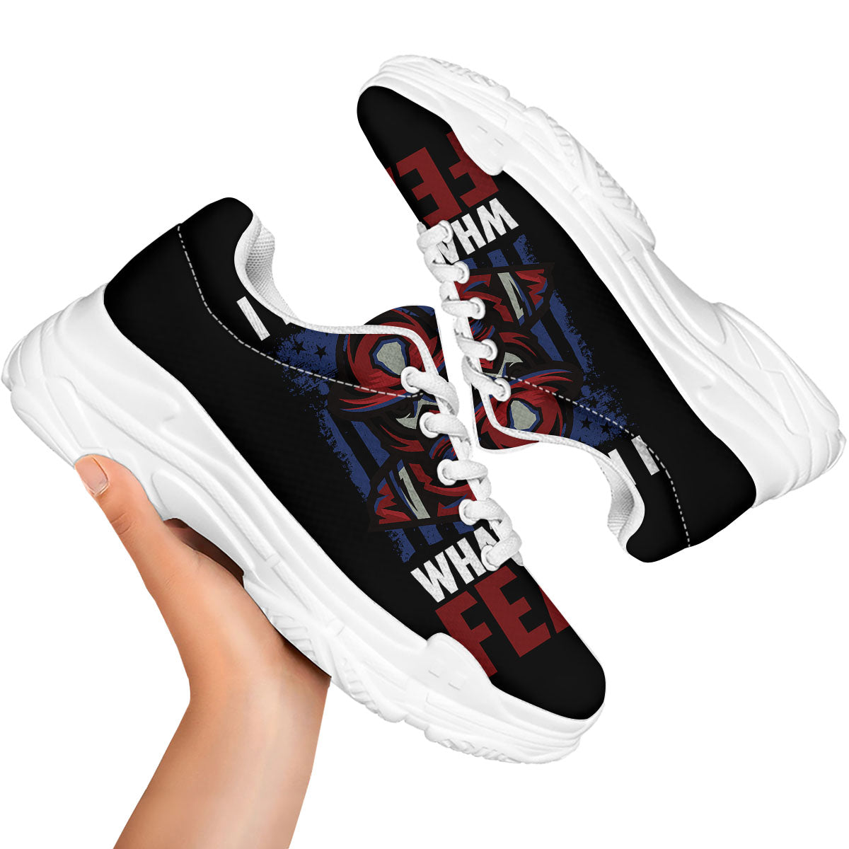 I Fight What You Fear Firefighter Print White Chunky Shoes-grizzshop