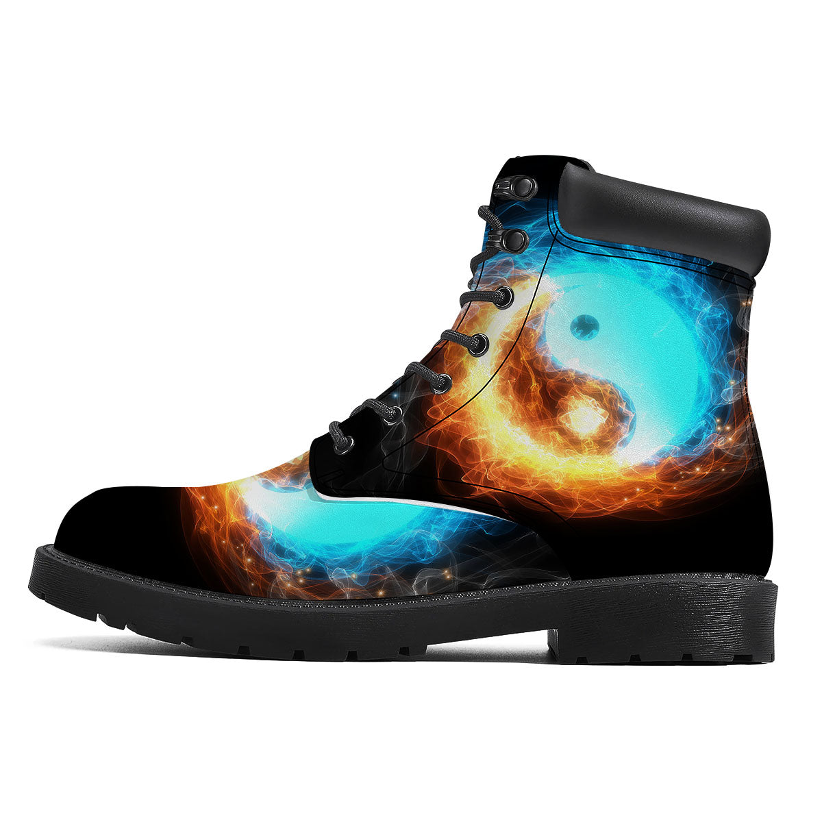 Ice And Fire Sparkle Yin Yang Print Boots-grizzshop