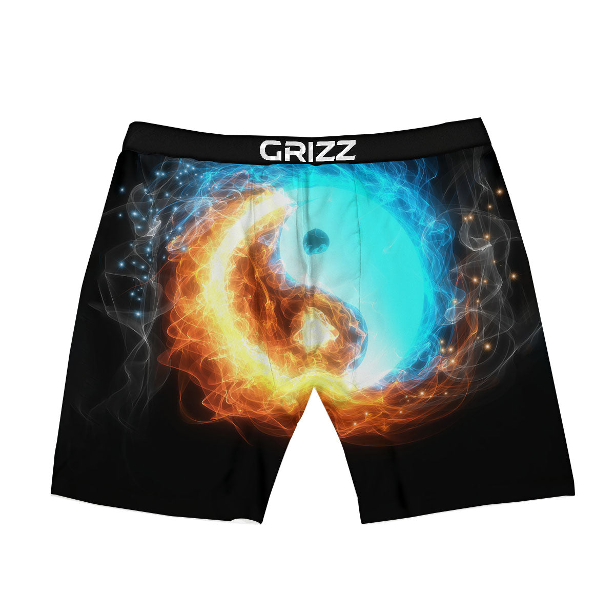 Ice And Fire Sparkle Yin Yang Print Boxer Briefs-grizzshop
