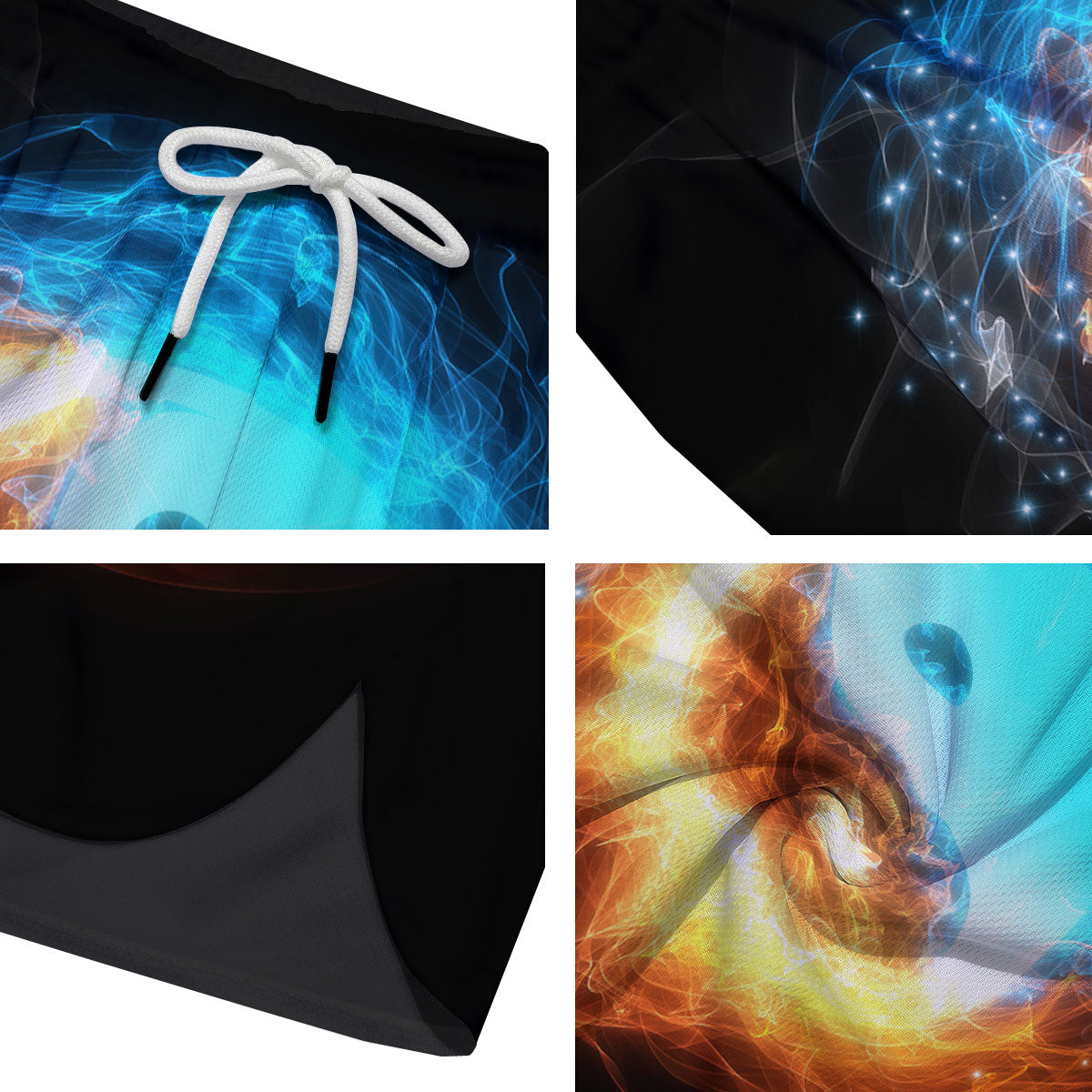 Ice And Fire Sparkle Yin Yang Print Men's Running Shorts-grizzshop