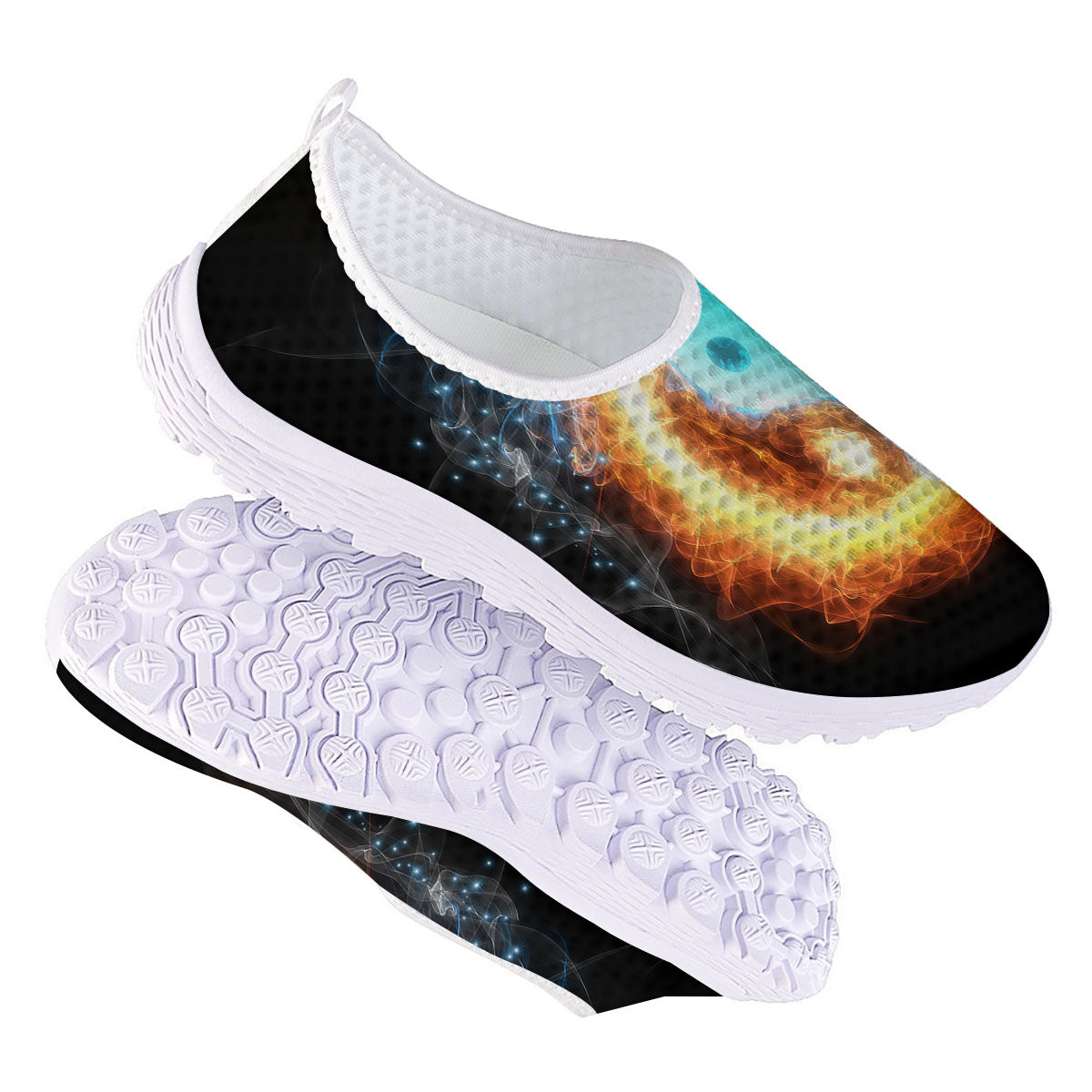 Ice And Fire Sparkle Yin Yang Print Nurse Shoes-grizzshop