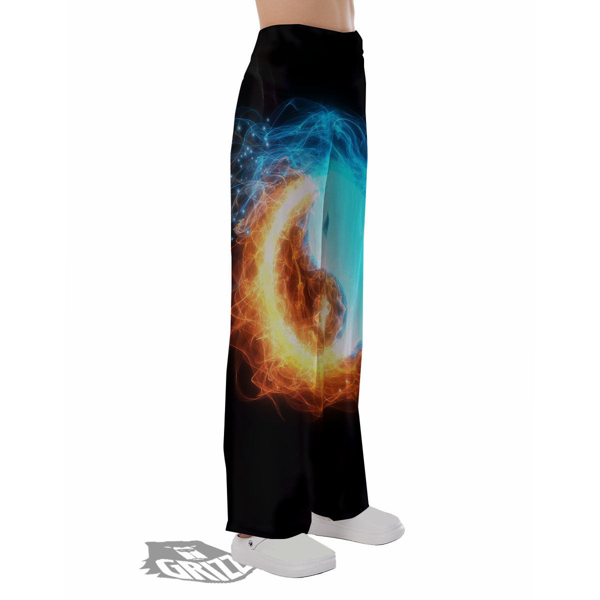 Ice And Fire Sparkle Yin Yang Print Pajama Pants-grizzshop