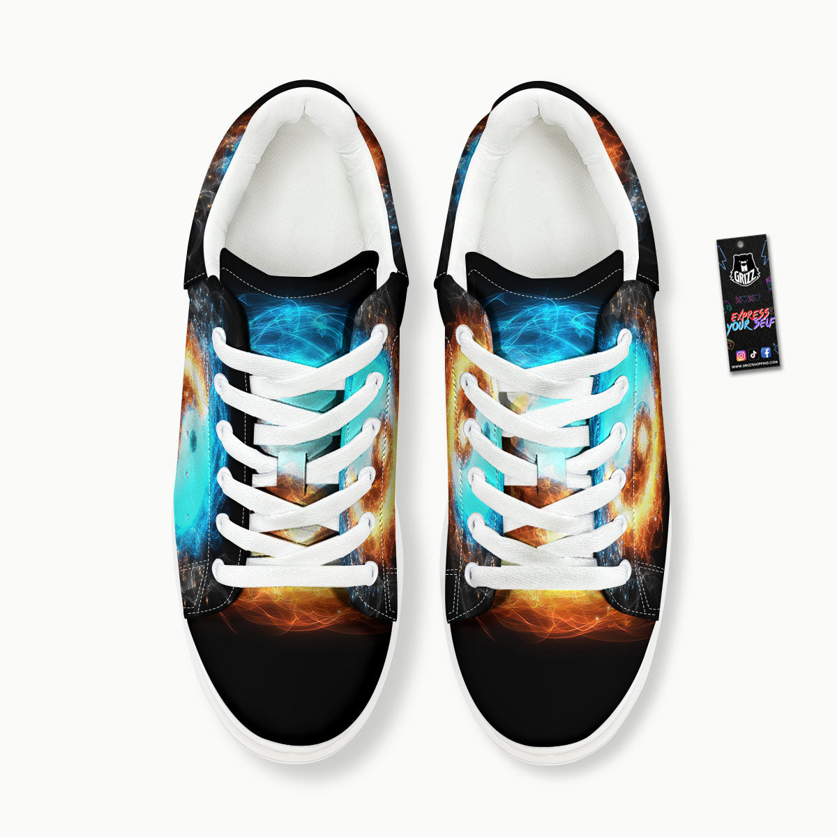 Ice And Fire Sparkle Yin Yang Print Platform Shoes-grizzshop