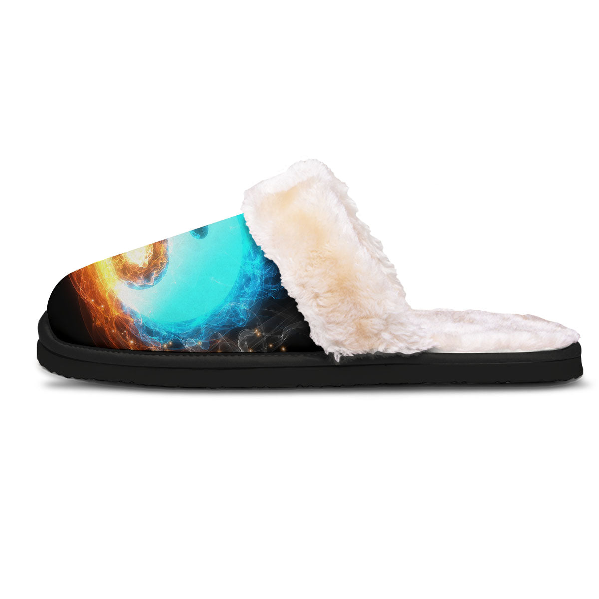 Ice And Fire Sparkle Yin Yang Print Slippers-grizzshop