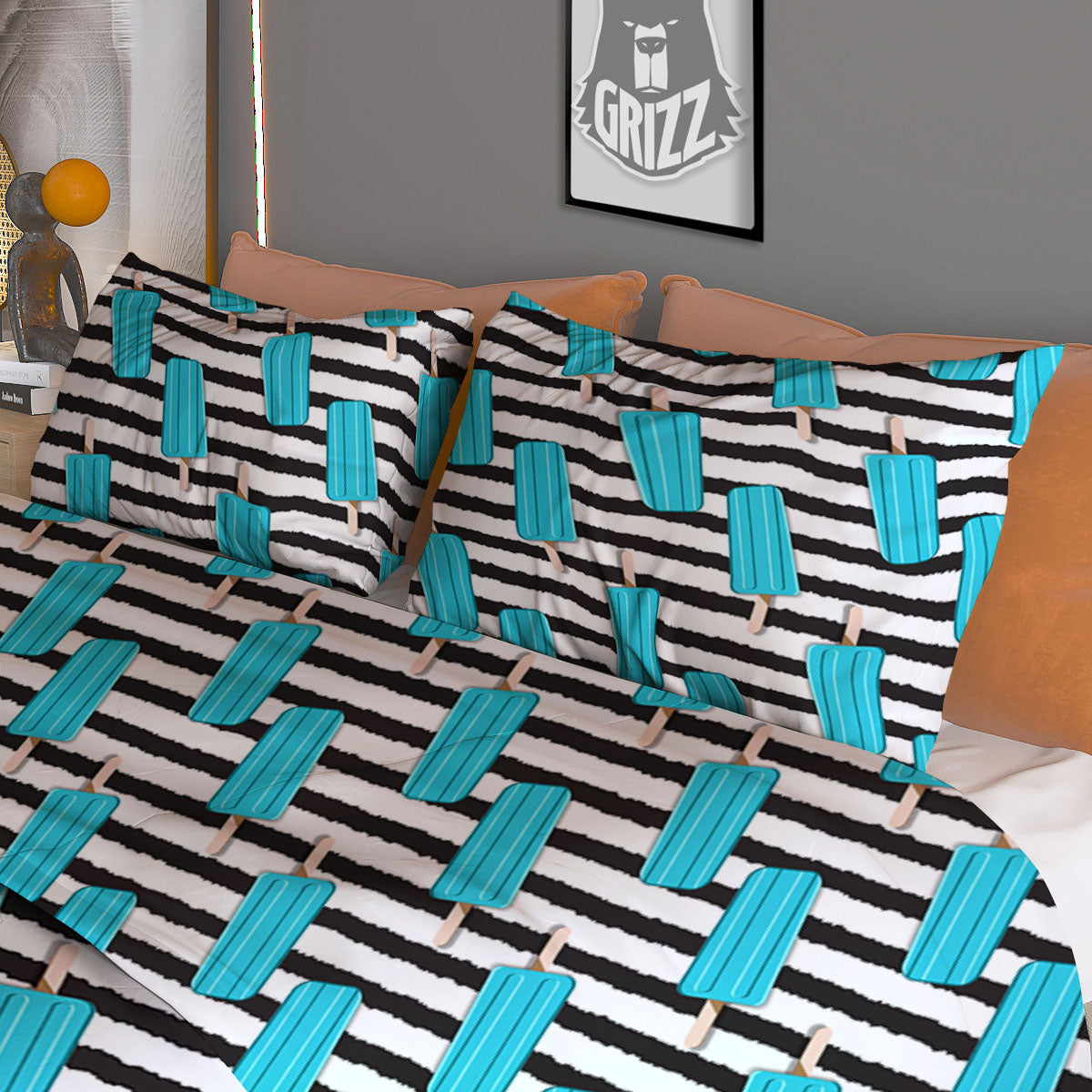 Halloween Cute Dino Print Pattern Duvet Cover Bedding Set