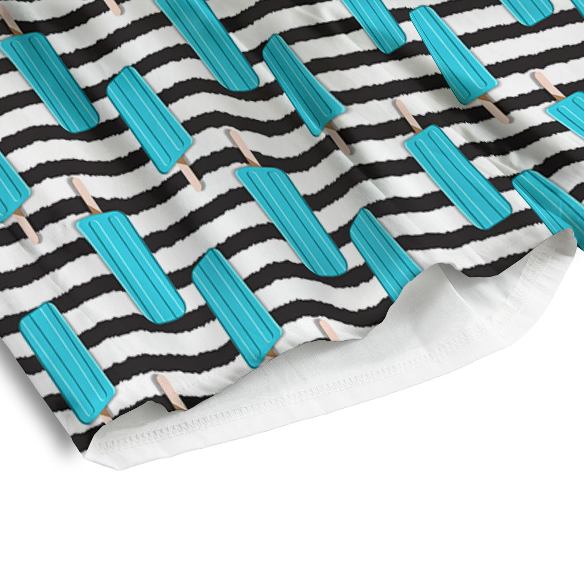 Ice Cream Black Striped Print Pattern Men's Athletic Shorts
