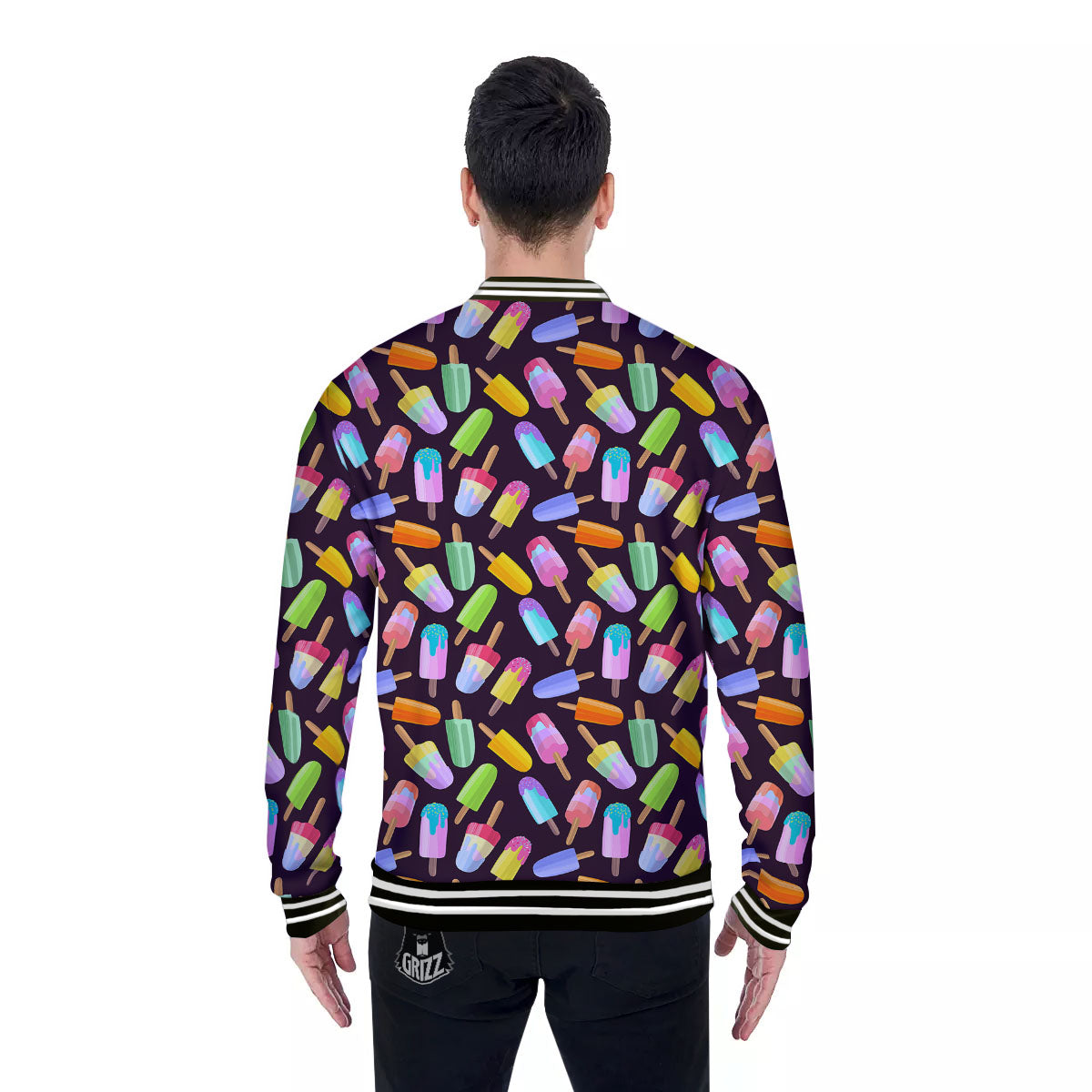 Ice Cream Colorful Print Pattern Baseball Jacket-grizzshop
