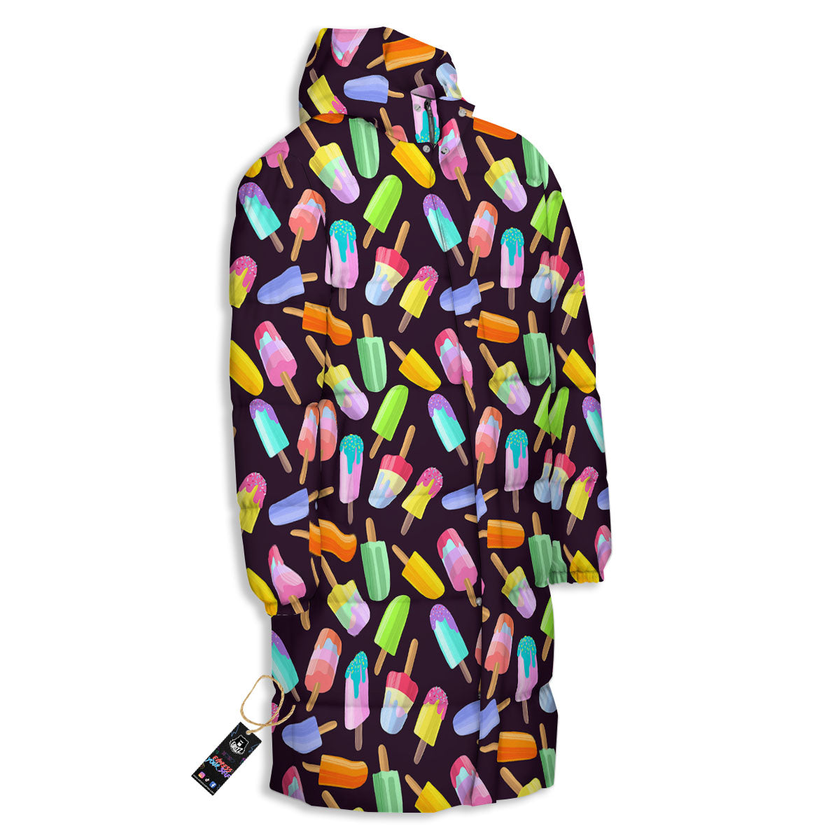 Ice Cream Colorful Print Pattern Long Down Jacket-grizzshop