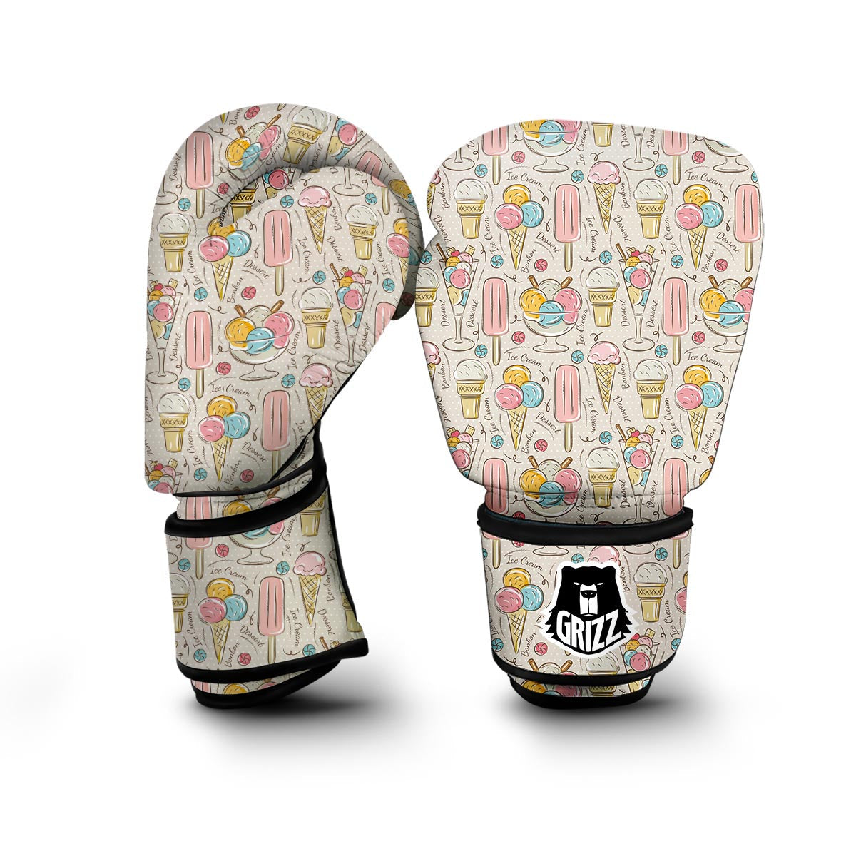 Ice Cream Cone Print Pattern Boxing Gloves-grizzshop