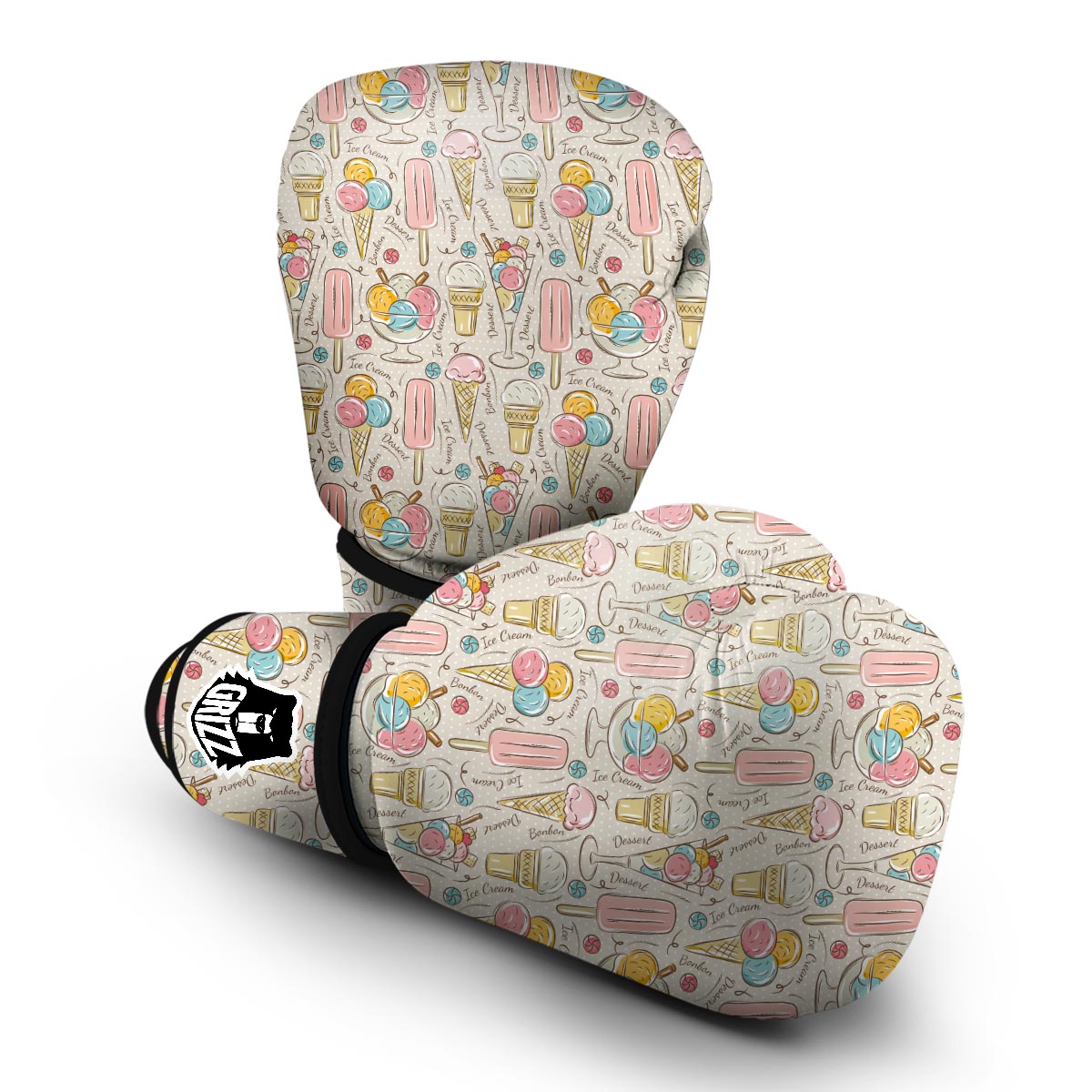 Ice Cream Cone Print Pattern Boxing Gloves-grizzshop