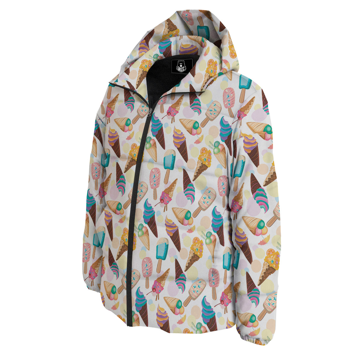 Ice Cream Cones Pastel Print Pattern Down Jacket-grizzshop