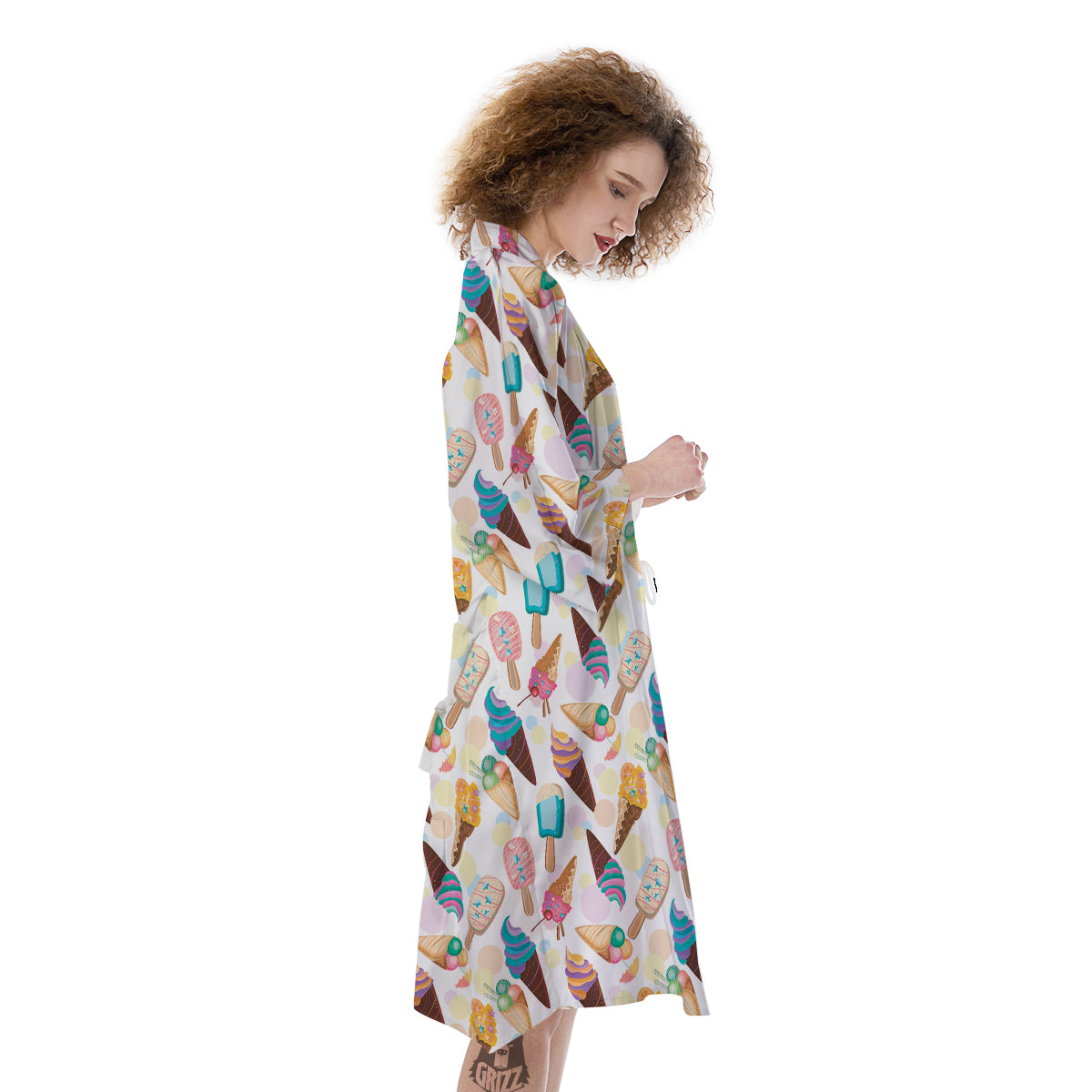 Ice Cream Cones Pastel Print Pattern Kimono-grizzshop