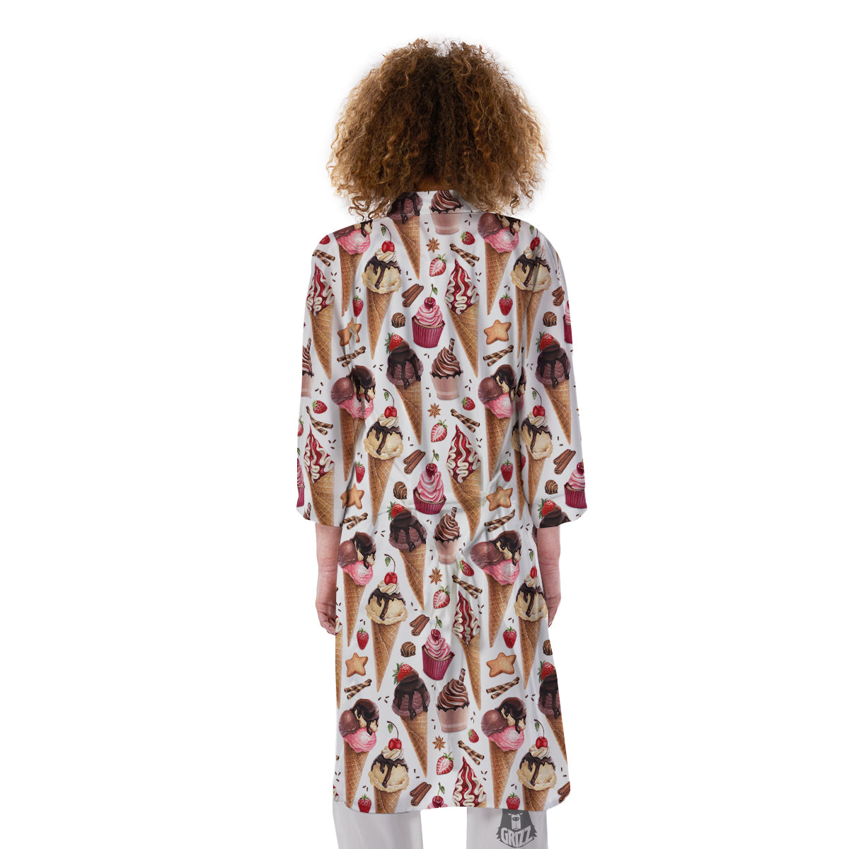 Ice Cream Cones Watercolor Print Pattern Kimono-grizzshop