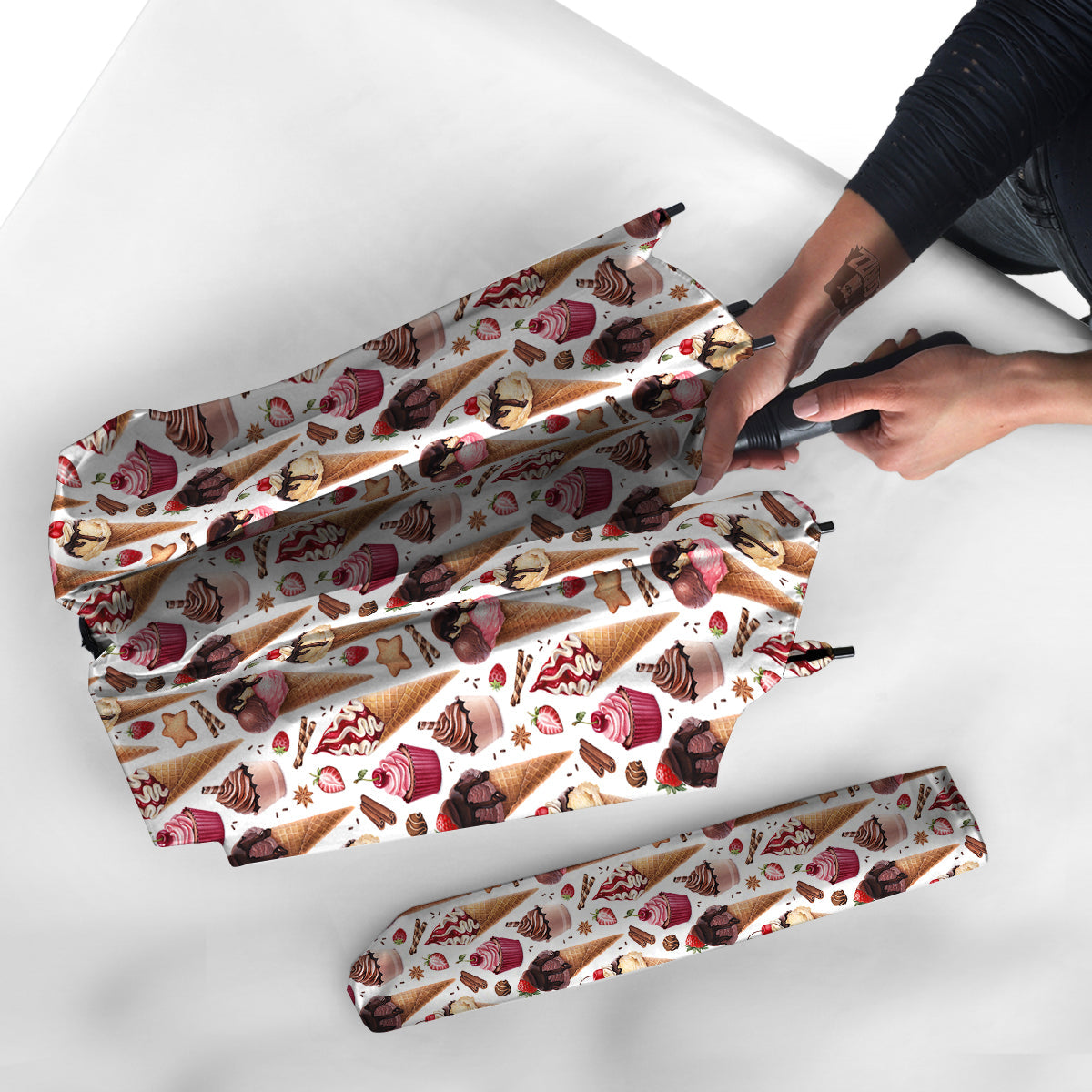 Ice Cream Cones Watercolor Print Pattern Umbrella-grizzshop