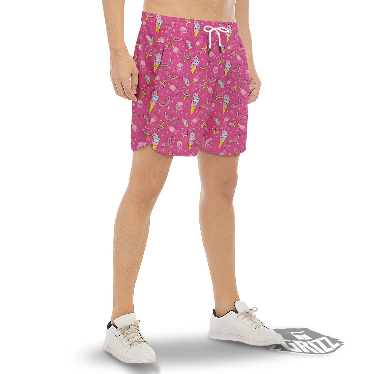 Ice Cream Cute Print Pattern Men's Gym Shorts-grizzshop