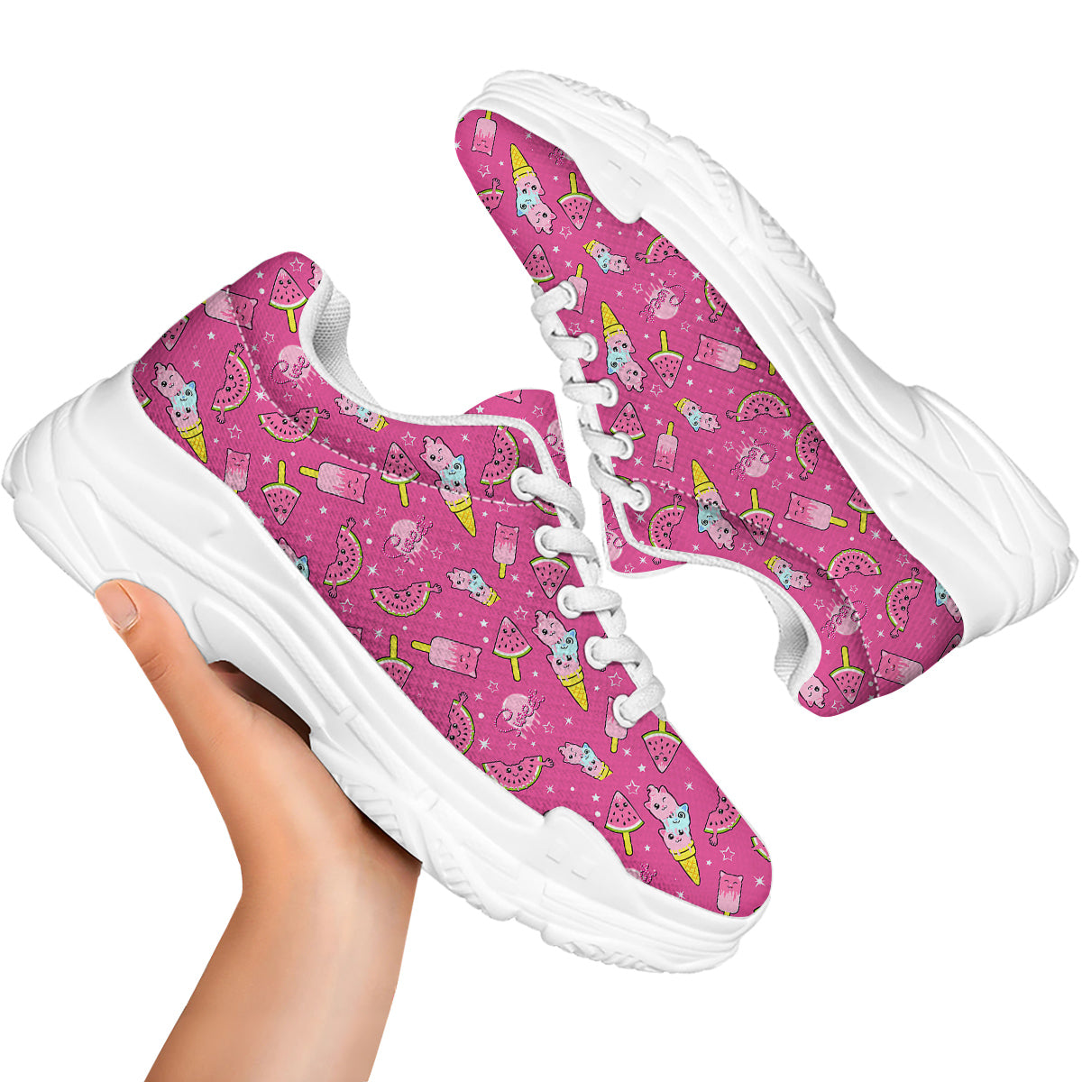 Ice Cream Cute Print Pattern White Chunky Shoes-grizzshop