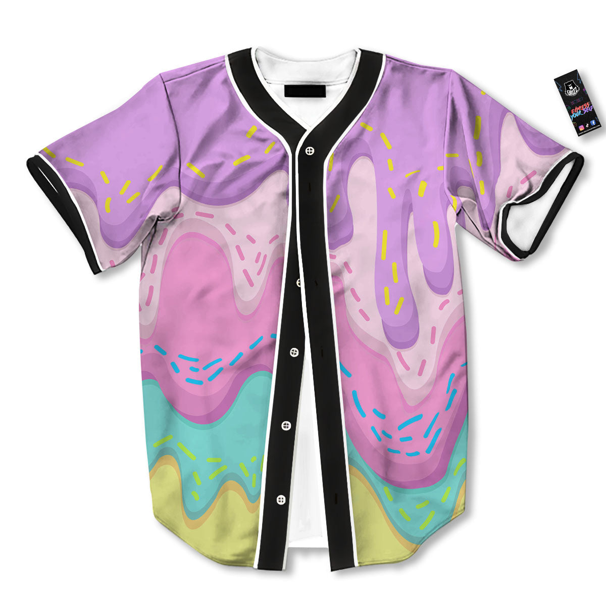 Ice Cream Dripping Pastel Print Baseball Jersey-grizzshop