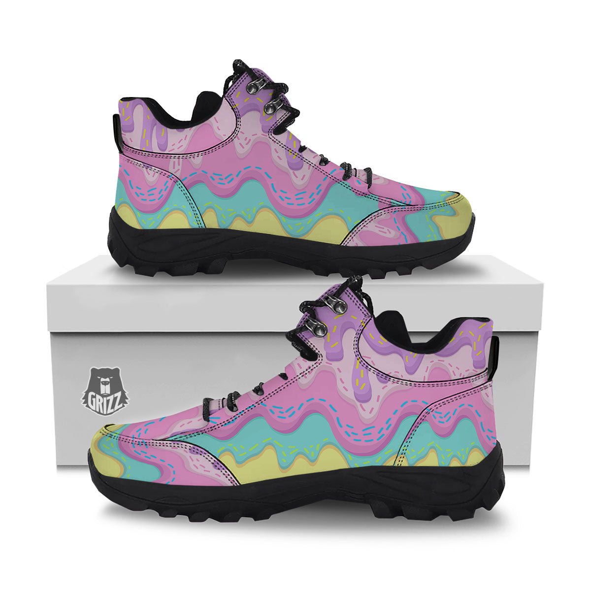 Ice Cream Dripping Pastel Print Hiking Shoes-grizzshop