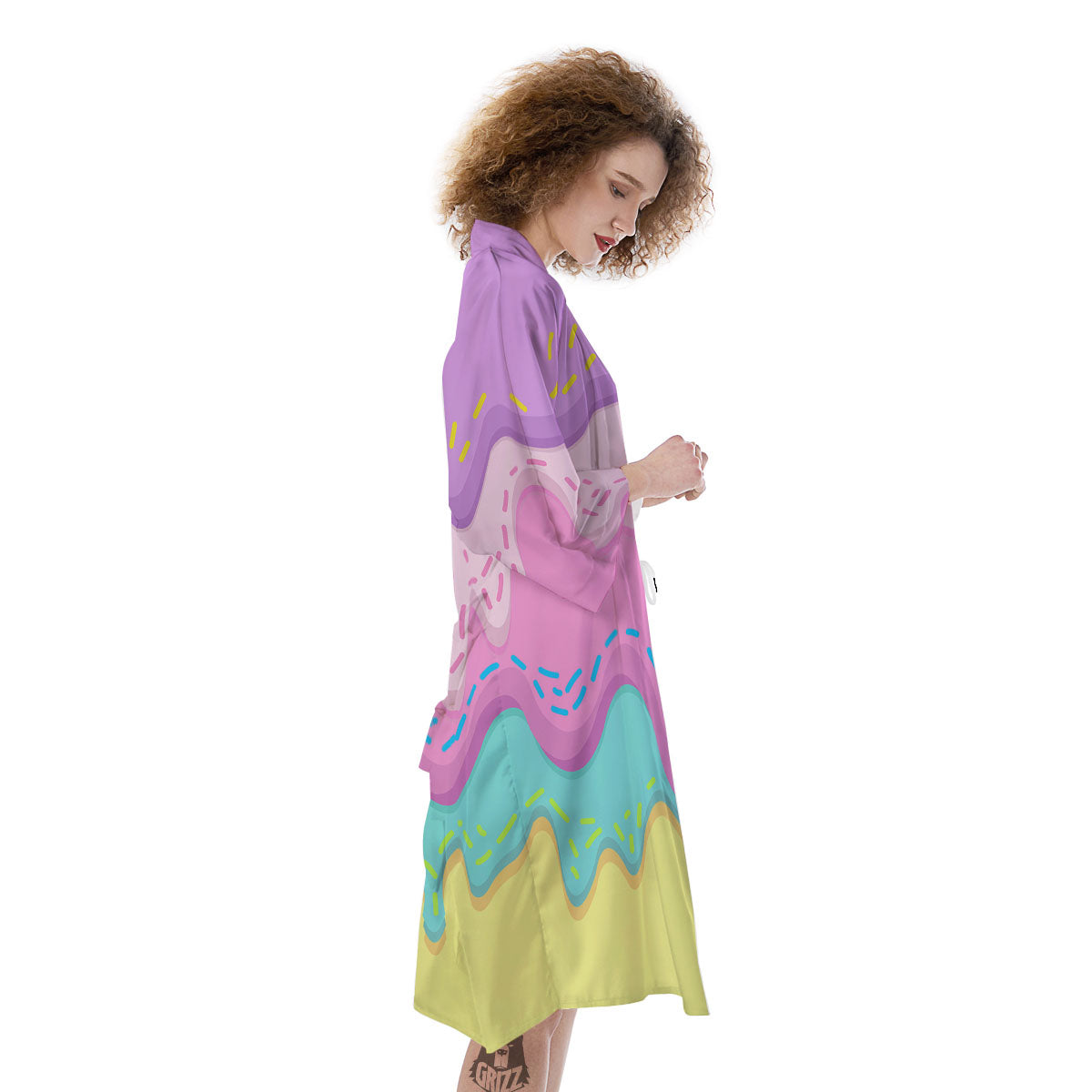 Ice Cream Dripping Pastel Print Kimono-grizzshop