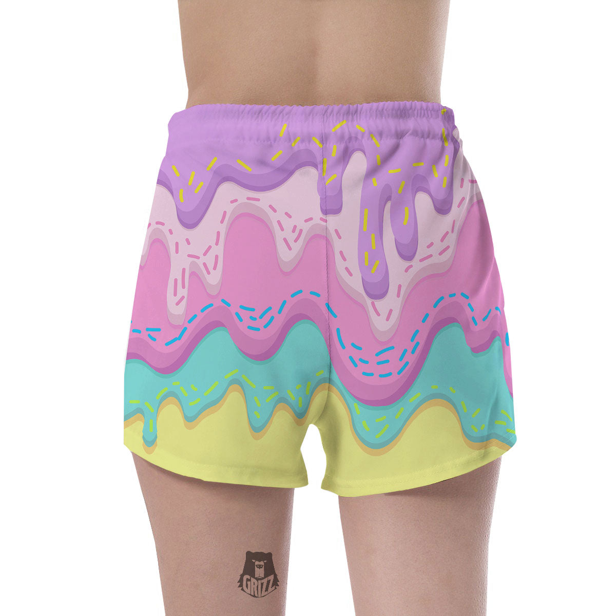 Ice Cream Dripping Pastel Print Women's Shorts-grizzshop