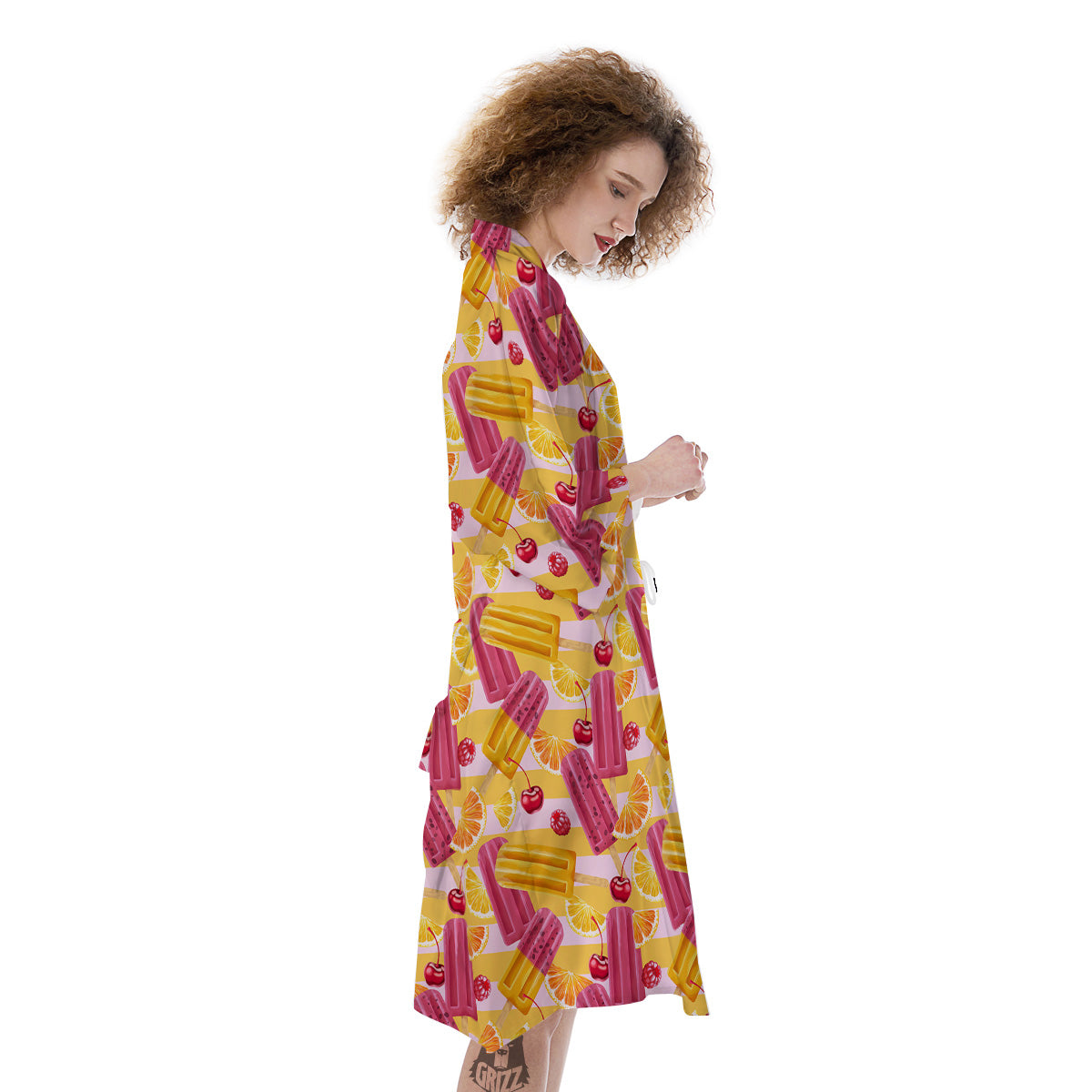 Ice Cream Fruits And Berries Print Pattern Kimono-grizzshop