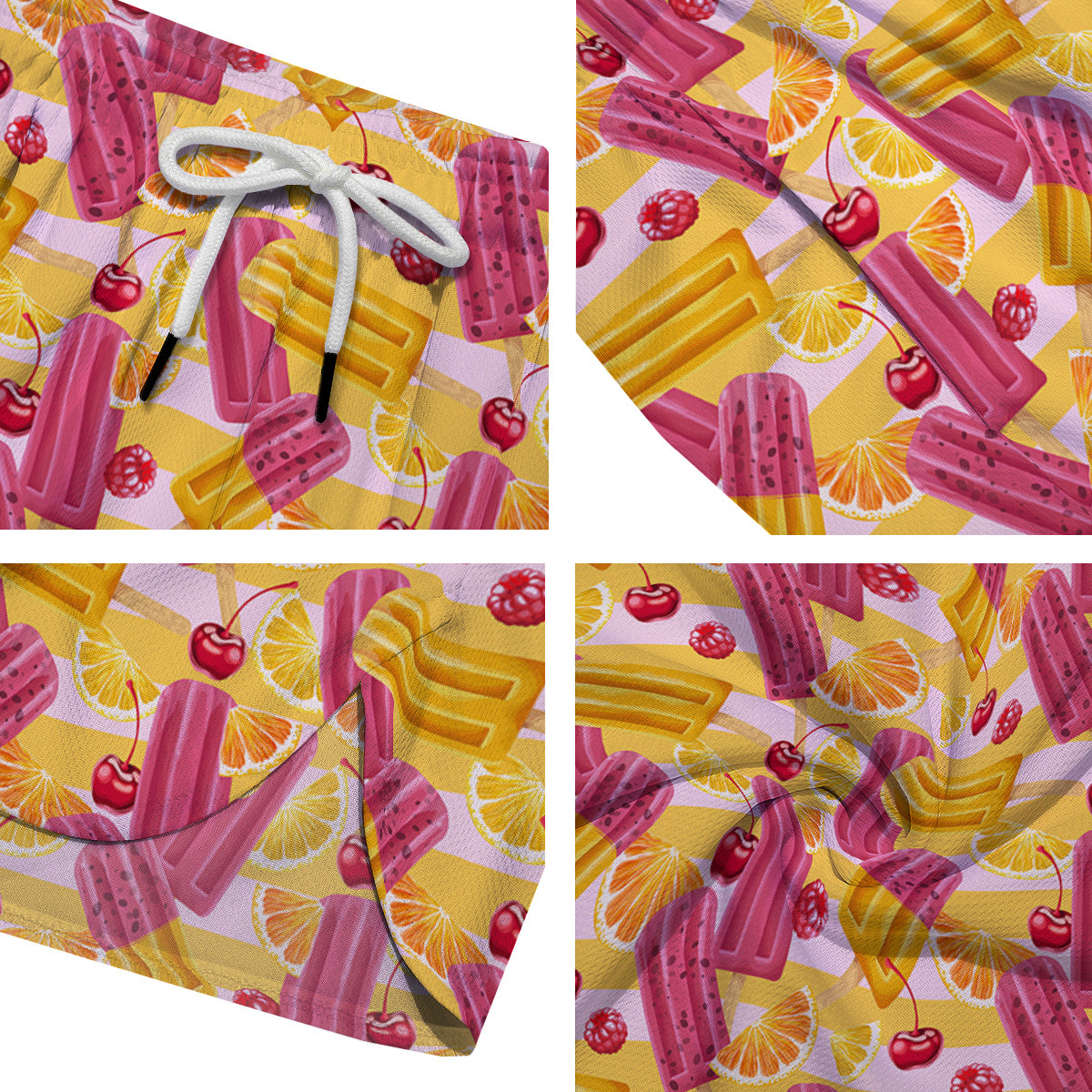 Ice Cream Fruits And Berries Print Pattern Men's Running Shorts-grizzshop