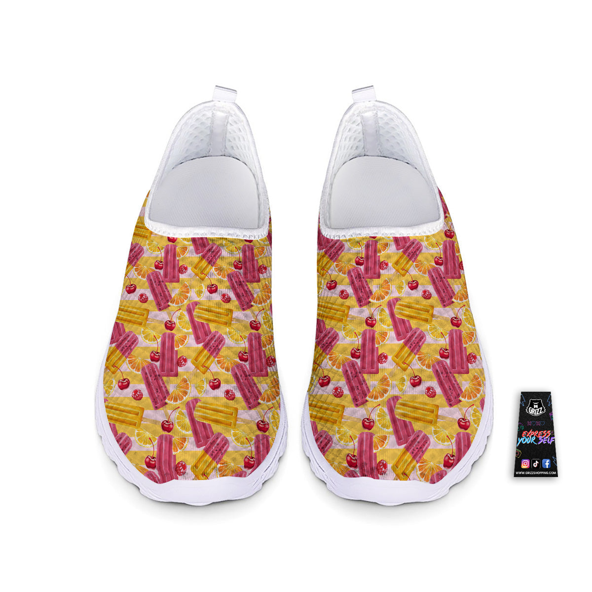 Ice Cream Fruits And Berries Print Pattern Nurse Shoes-grizzshop