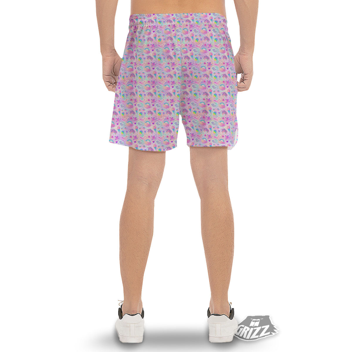 Ice Cream Girly Unicorn Print Pattern Men's Gym Shorts-grizzshop