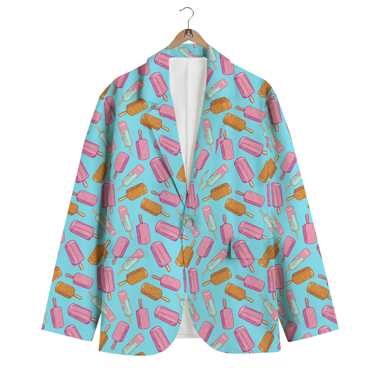 Ice Cream Pink And Brown Print Pattern Men's Blazer-grizzshop
