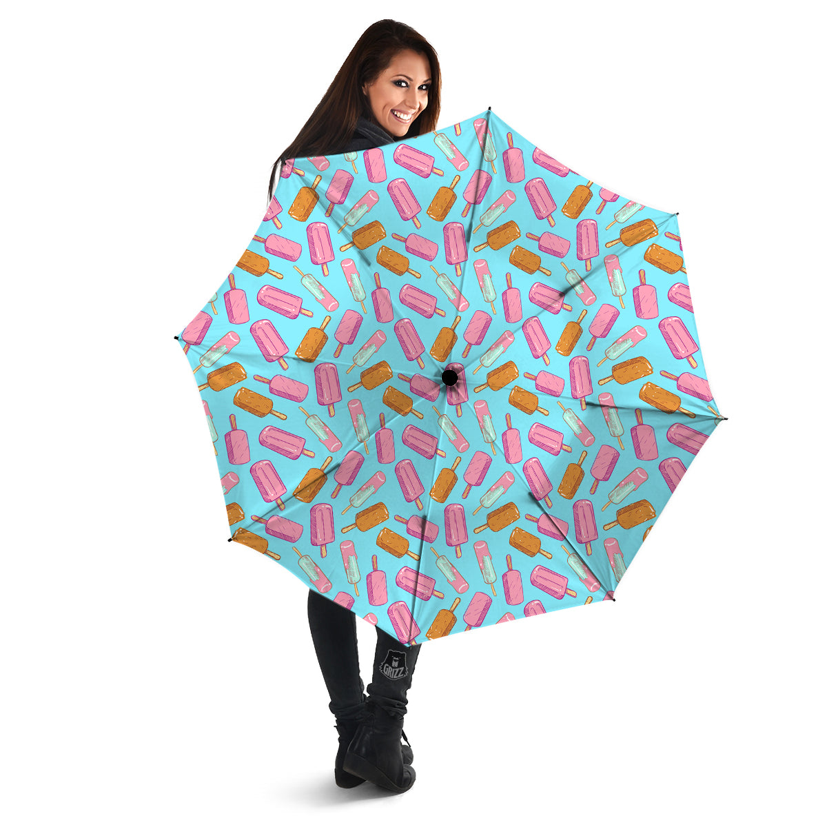 Ice Cream Pink And Brown Print Pattern Umbrella-grizzshop