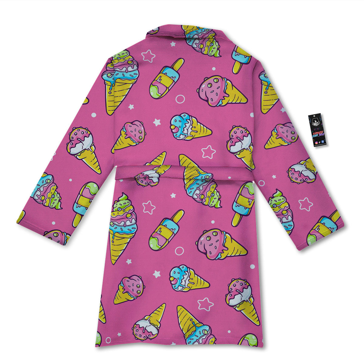 Ice Cream Pink Print Pattern Bathrobe-grizzshop