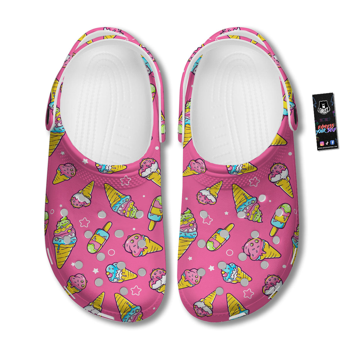 Ice Cream Pink Print Pattern Clog-grizzshop