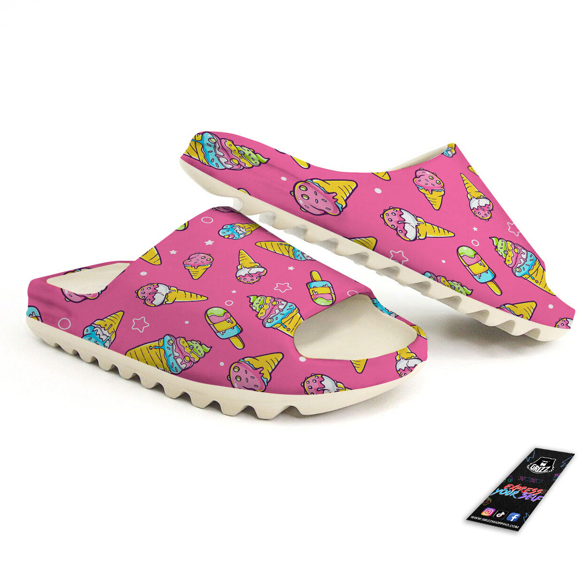 Ice Cream Pink Print Pattern Sandals-grizzshop