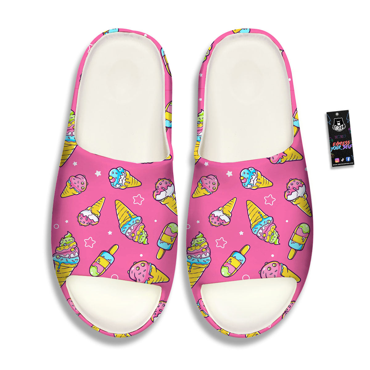 Ice Cream Pink Print Pattern Sandals-grizzshop