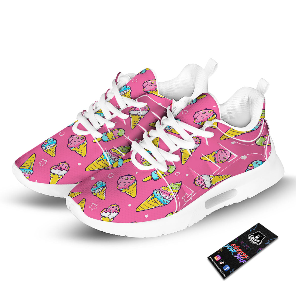 Ice Cream Pink Print Pattern Tennis Shoes-grizzshop