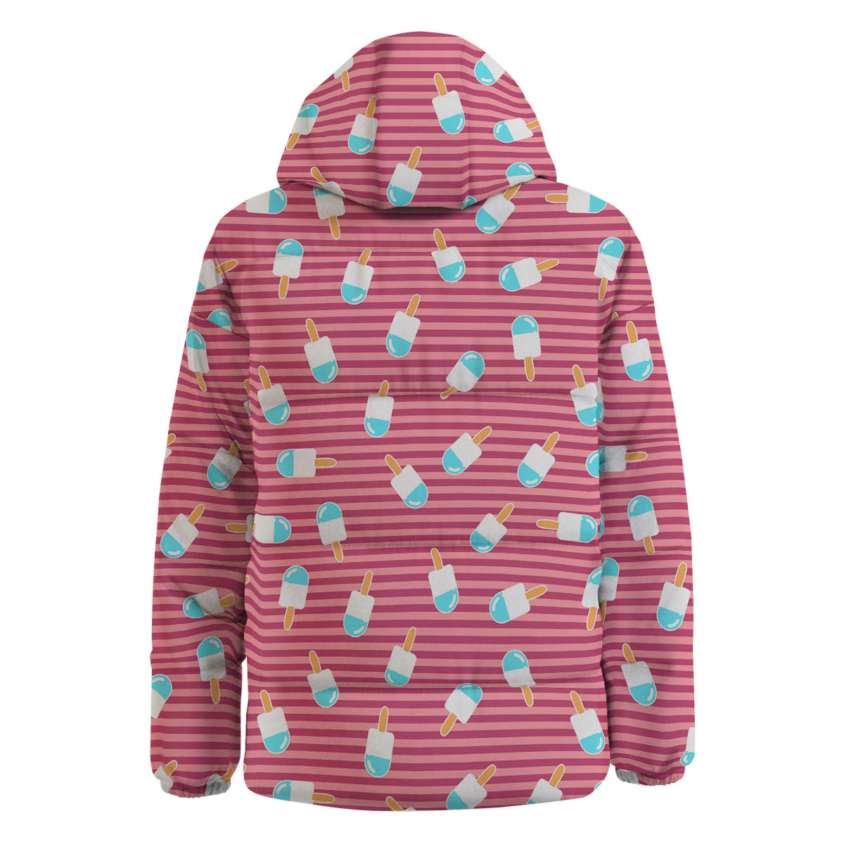 Ice Cream Pink Striped Print Pattern Down Jacket-grizzshop