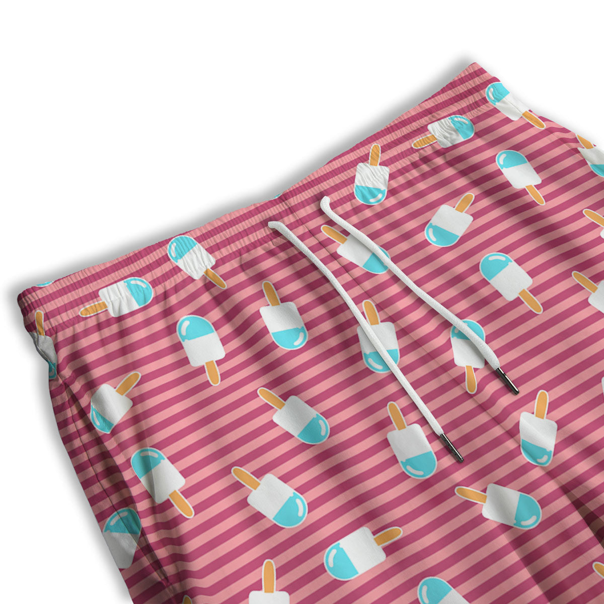 Ice Cream Pink Striped Print Pattern Men's Athletic Shorts