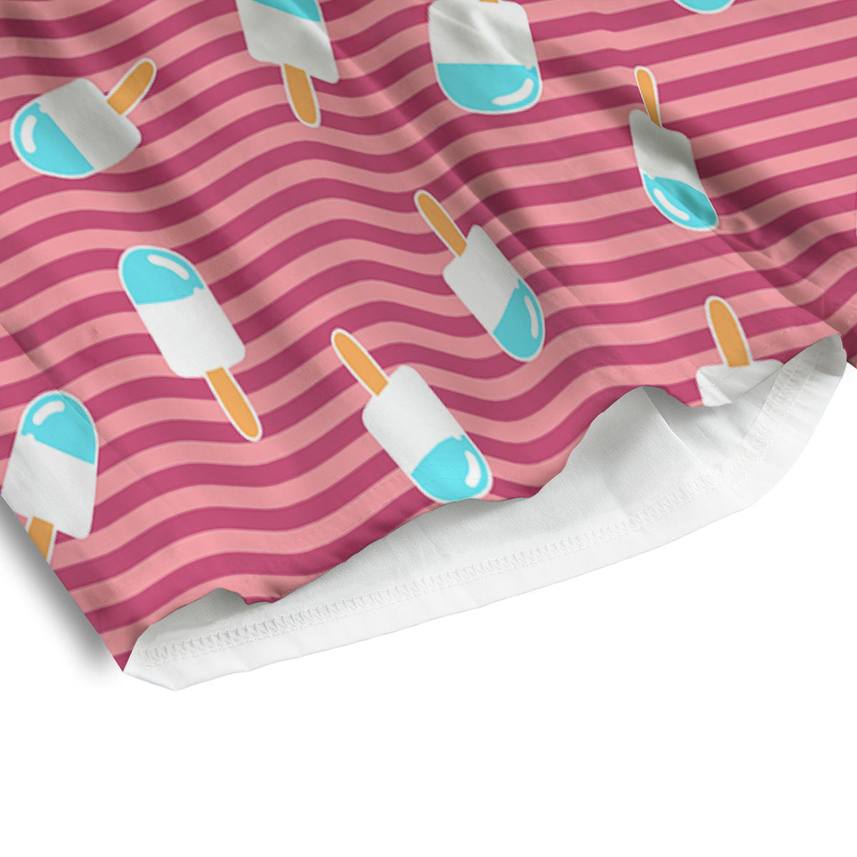 Ice Cream Pink Striped Print Pattern Men's Athletic Shorts