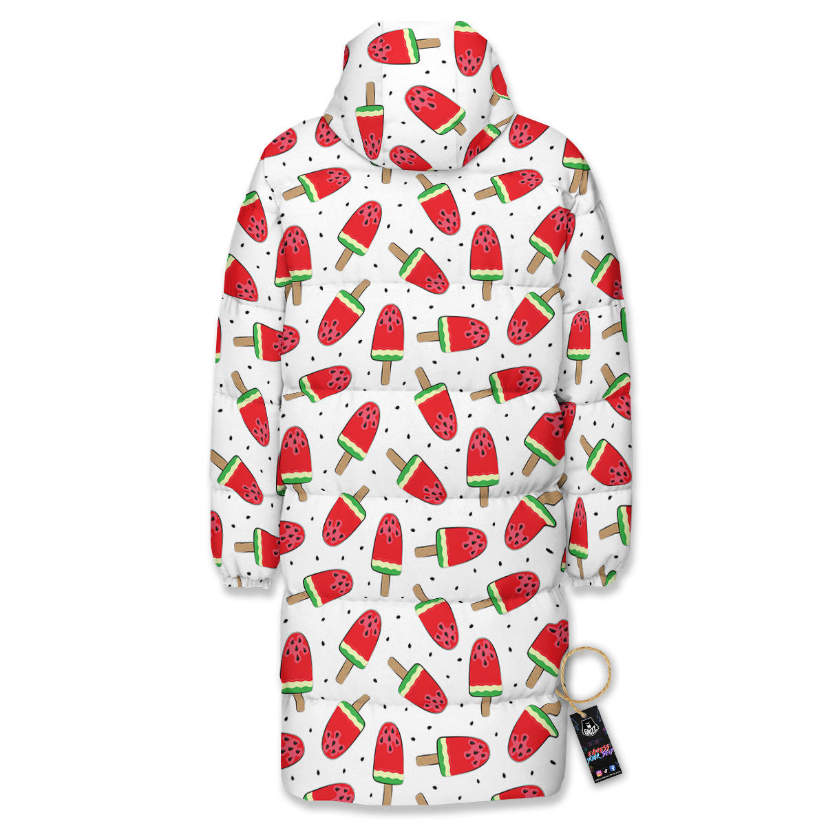 Ice Cream Watermelon Print Pattern Long Down Jacket-grizzshop