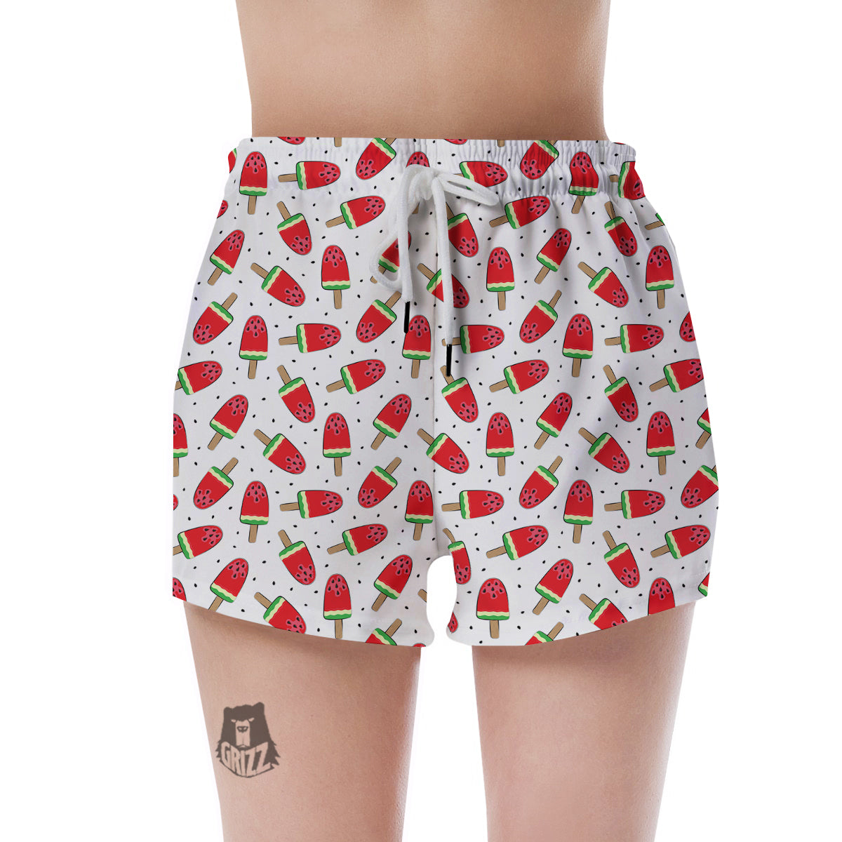 Ice Cream Watermelon Print Pattern Women's Shorts-grizzshop