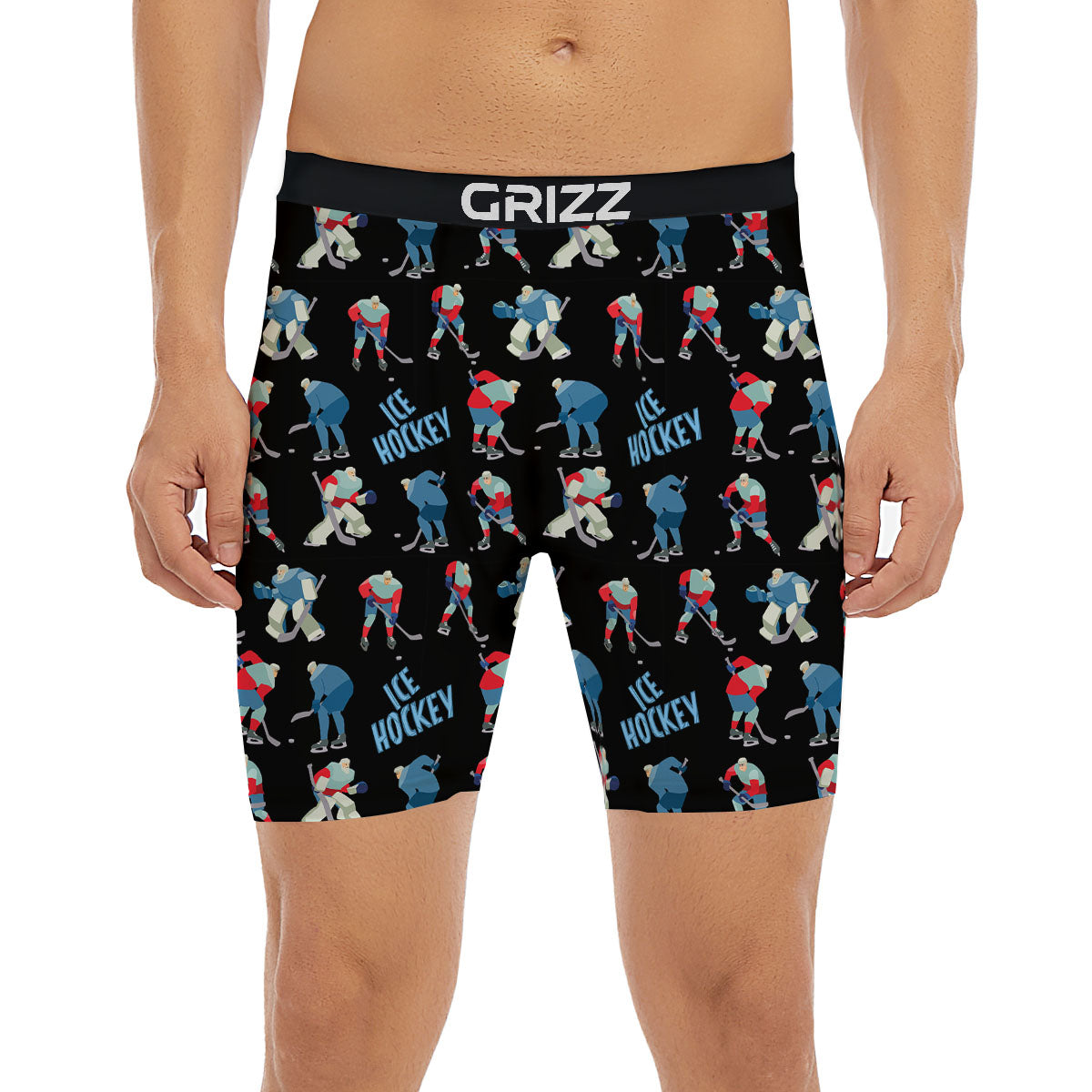 Ice Hockey Players Print Pattern Boxer Briefs-grizzshop