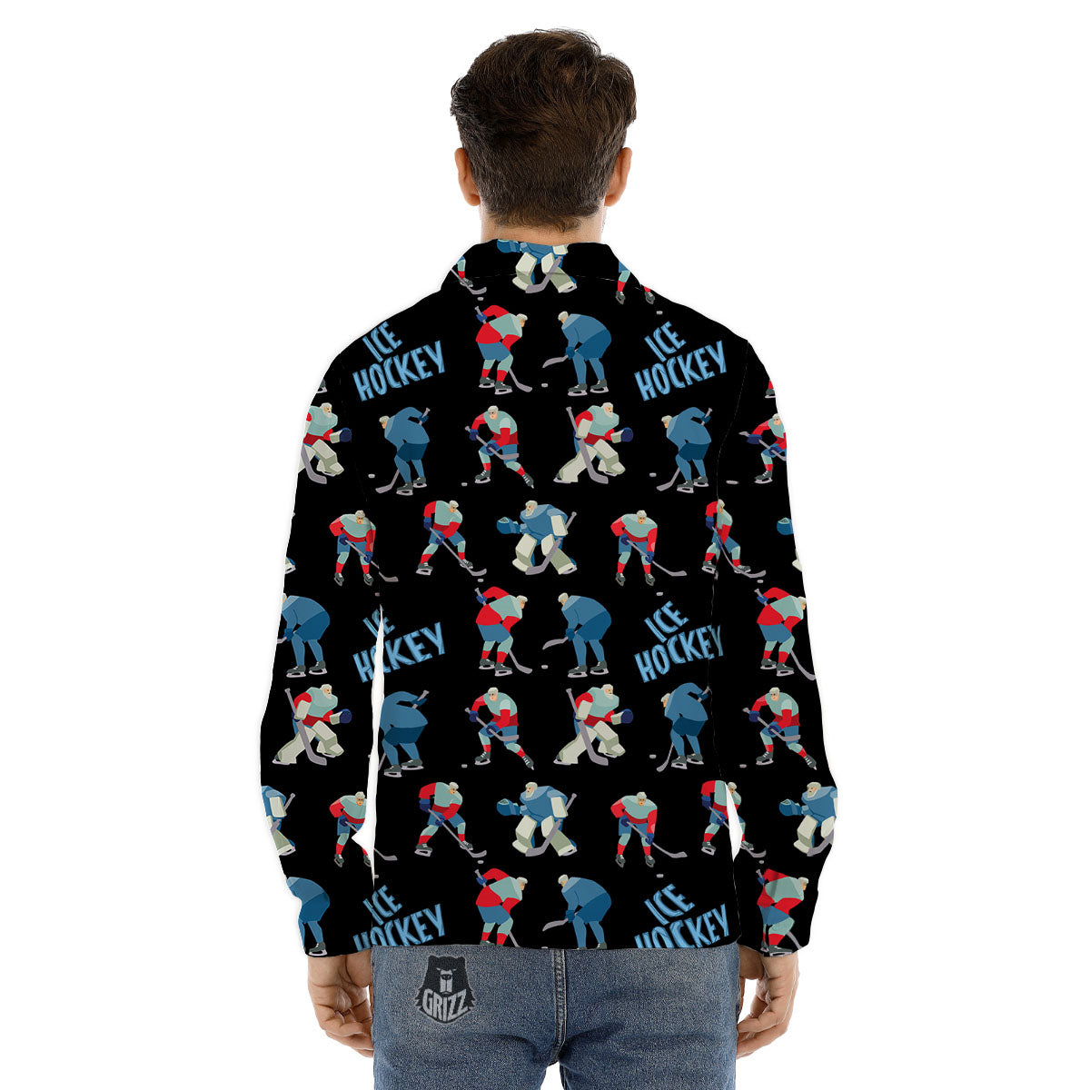 Ice Hockey Players Print Pattern Men's Dress Shirts-grizzshop
