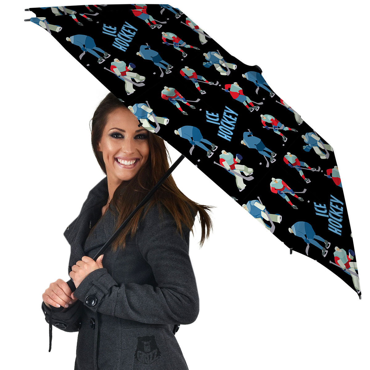 Ice Hockey Players Print Pattern Umbrella-grizzshop