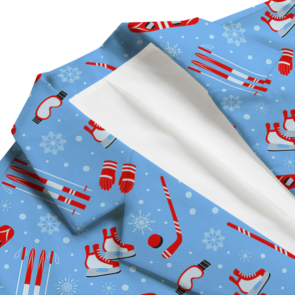 Ice Hockey Puck Print Pattern Men's Blazer-grizzshop