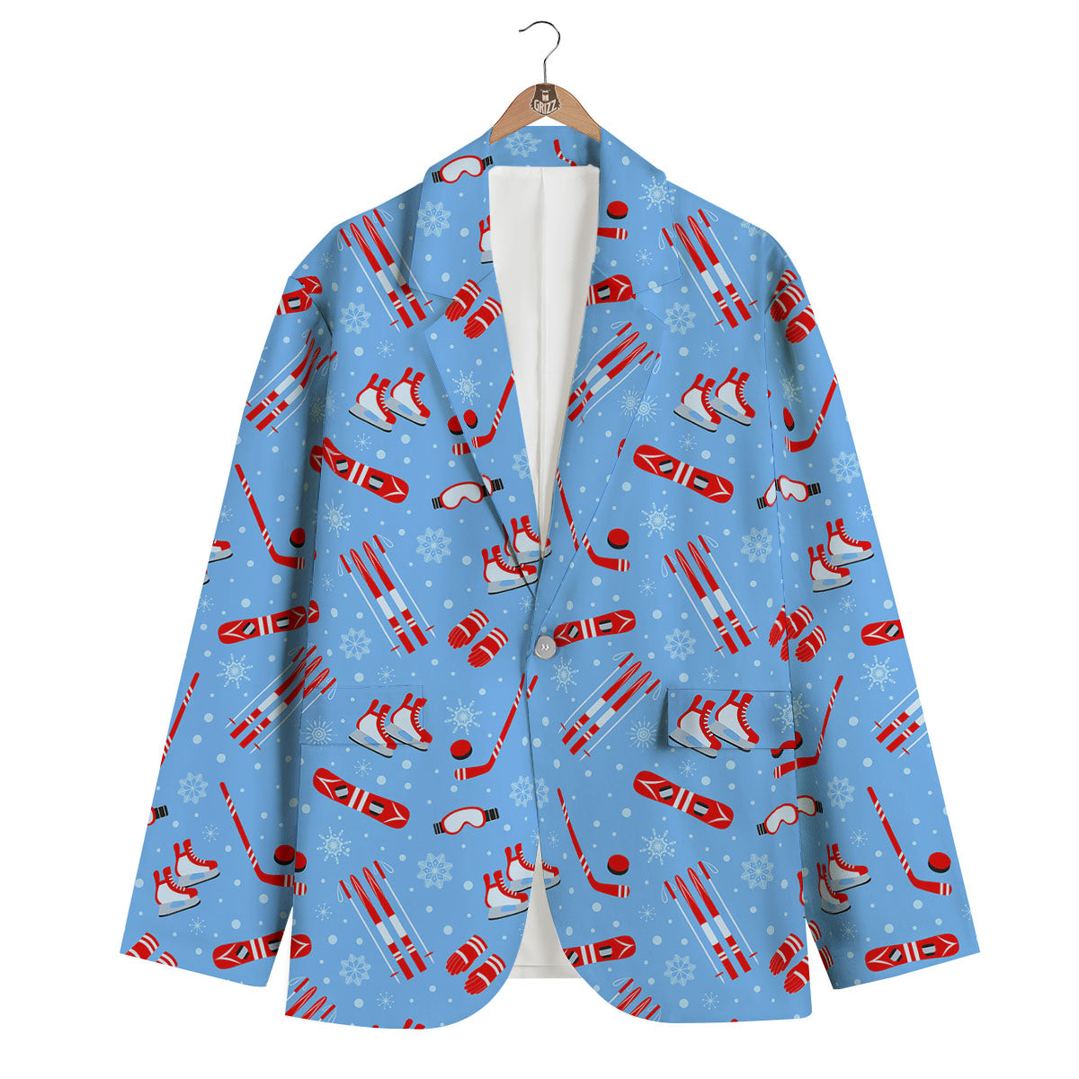 Ice Hockey Puck Print Pattern Men's Blazer-grizzshop